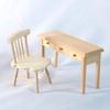 Unpainted Miniature Study Table Chair Set With Smoothly Texture For 1/12 Doll House Decoration Scene Display Accessories
