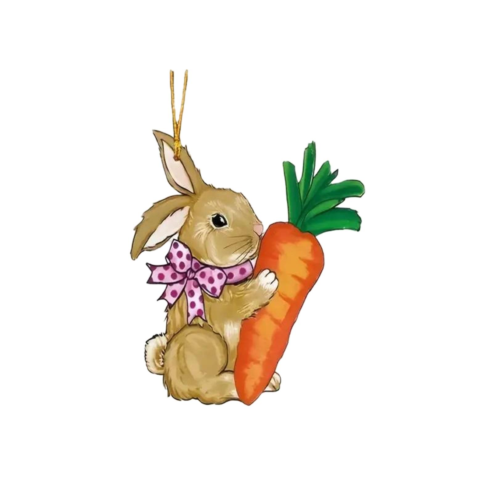 

Милый держащий морковку акриловый домашний декор кросс-бордер плоский автомобильный кулон зеркало заднего вида 2D One Size