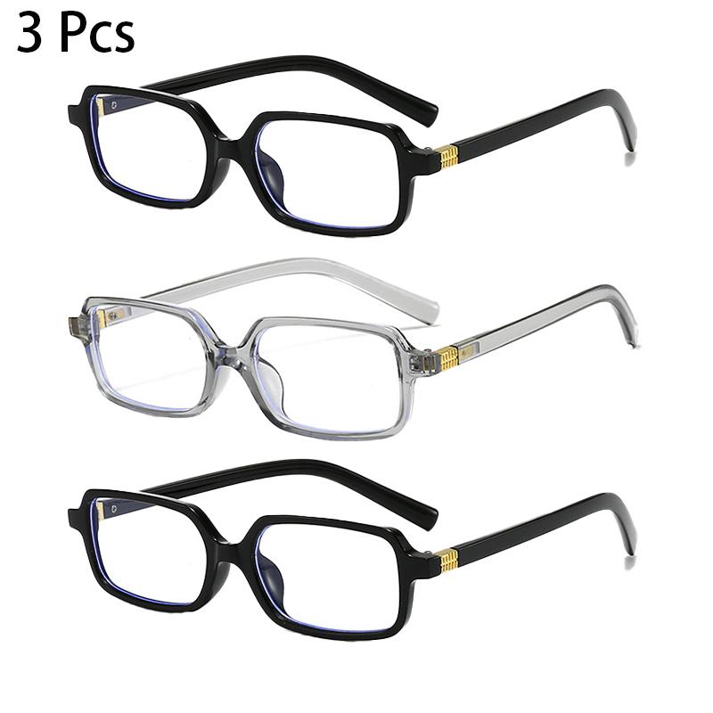 2/3 Pcs Rectangle Glasses Men  Fashion Vintage Blue Light Blocking Optical Frames Women New Trendy Simple Design Eyeglasses