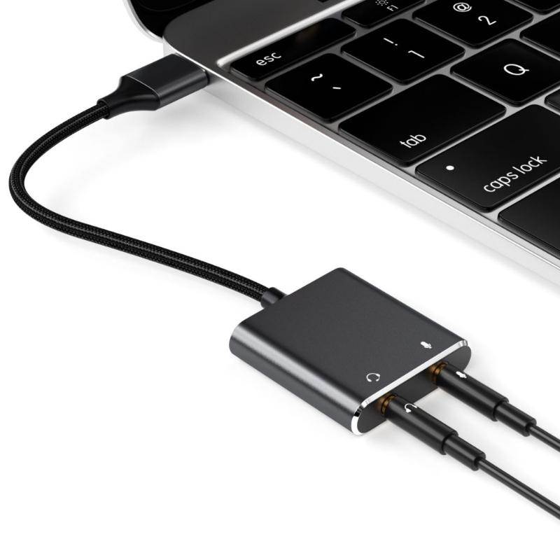 USB Sound Adapter External Stereo Sound Card with 3.5mm Headphone Microphone Port Suitable for PC Mobile Phone Laptop