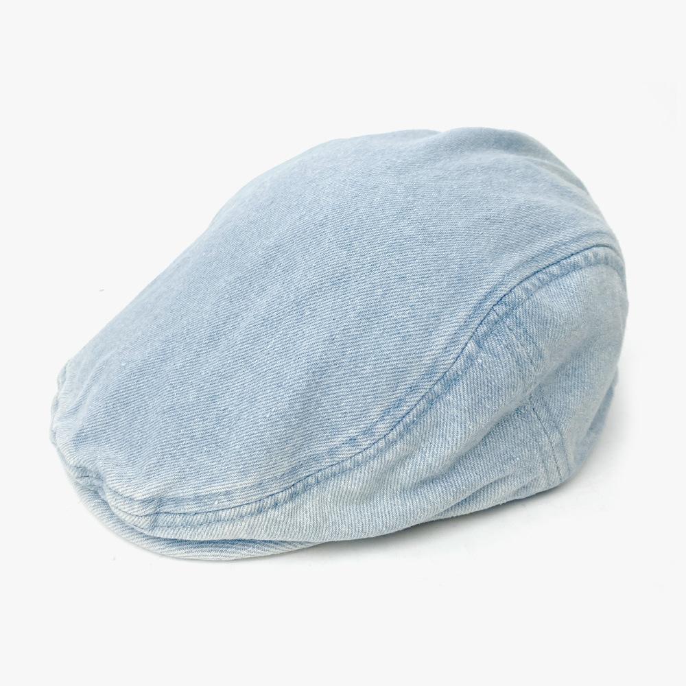 Denim Beret Women's Autumn and Winter New Big Head Circumference Can Be Worn In Reverse with Internet Celebrity Fashionable Simple Hat