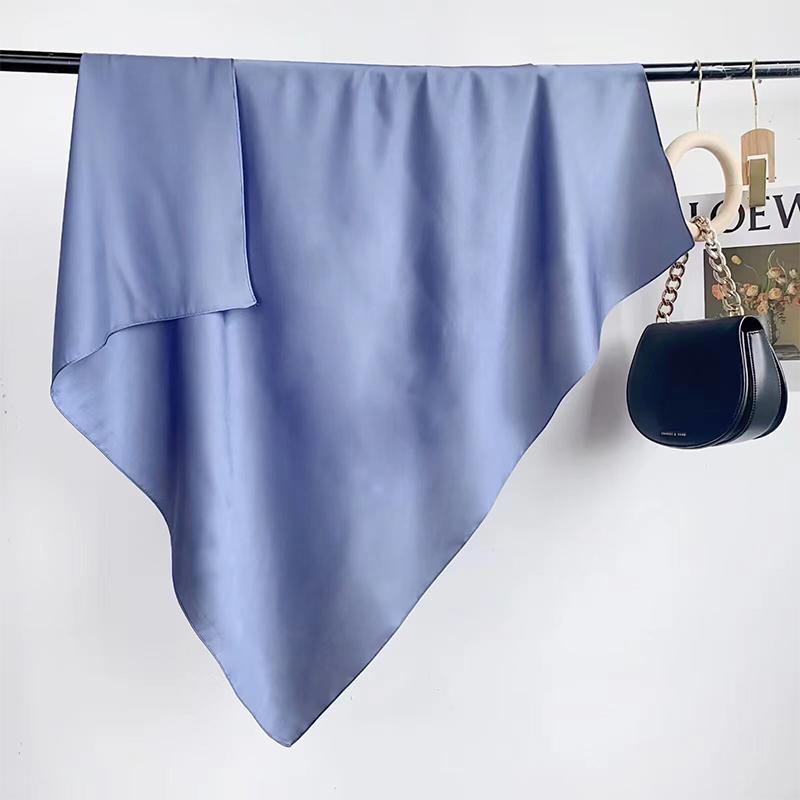 90Cm Solid Colors Neckerchief Hijab Scarf For Women Silk Satin Headband Hair Scarves Female Square Shawls Head Scarfs For Ladies