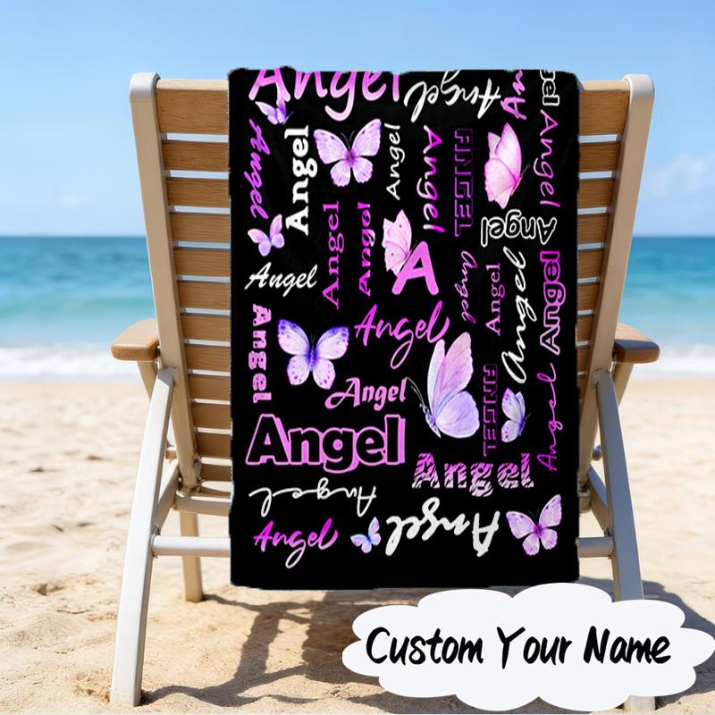 Personalisierter Name Dein Name Kunst Design Mikrofaser Strandtuch Super Weich & Saugfähig für Bad, Strand, Reisen Badezeit Zubehör, Fan Geschenke