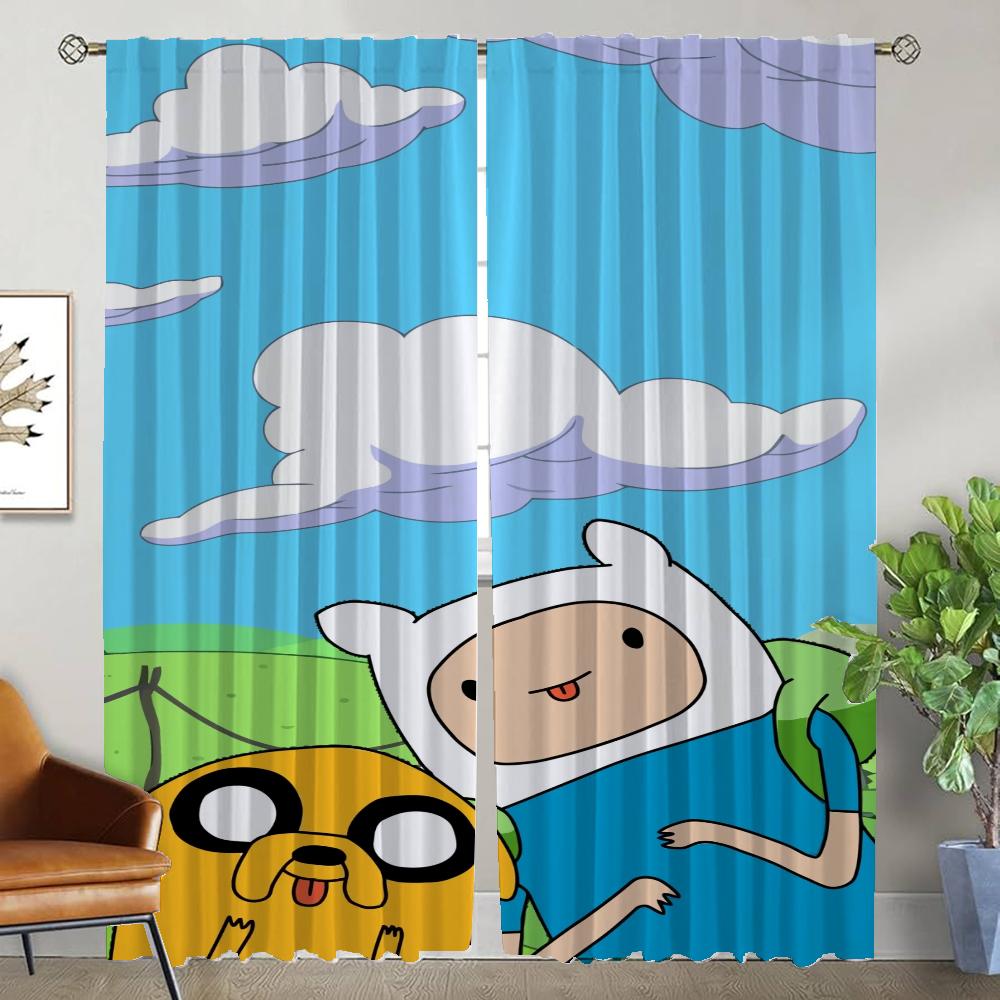 Adventures Time Curtains for Living Room Curtain for Room 2 Panel Partition Home Interior Curtains Shades Halloween Decoration