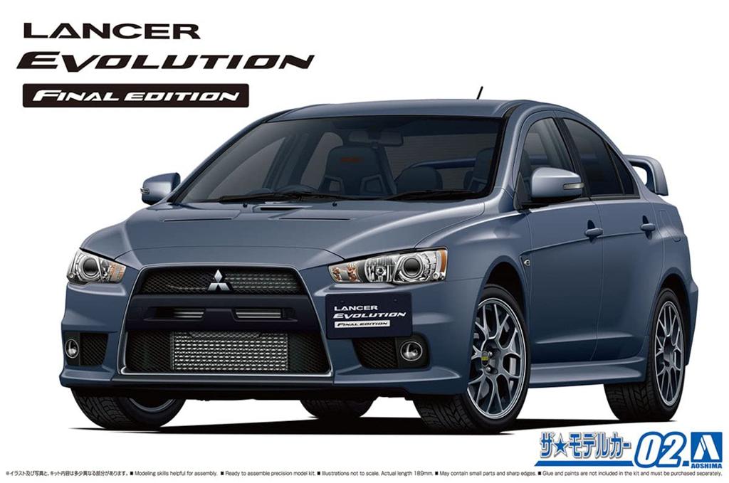 Aoshima Bunka Kyozai The Model Car Series 02 Mitsubishi CZ4A Lancer Evolution Final Edition 2015 Plastic Model (AOSHIMA) 1/24 No.