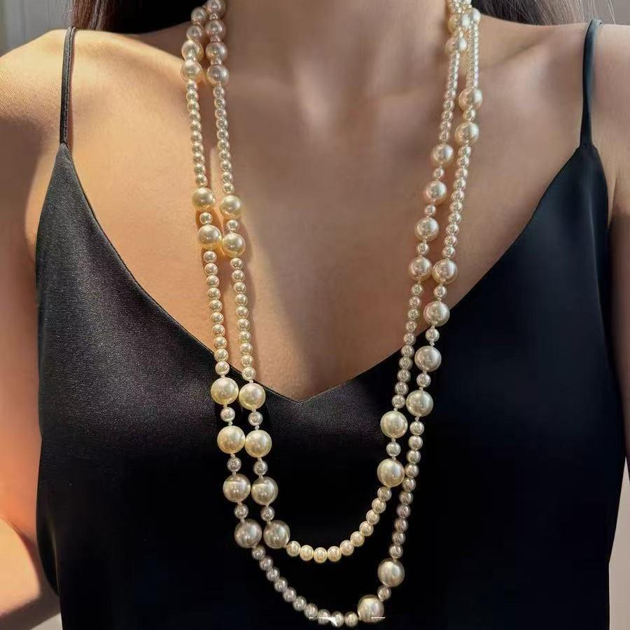 Versatile Multi-Layer Pearl Sweater Chain - Elegant and Fashionable Design