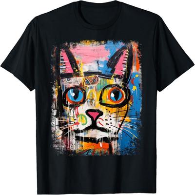 Macskás Hip Hop Y2K Vintage Retro Hipster LazaUtcai Ruházat Uniszex Felnőtt Fekete Póló