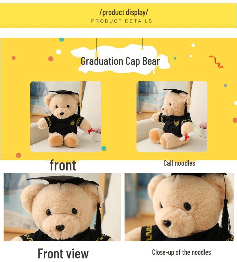 Graduation Teddy Bear Keychain with Mortarboard & Gown - Perfect College Grad Gift