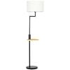 Luminária de Piso incl. Prateleira, Luminária de Chão, Cordão de Puxar, E27, 40 W, Bambu, Natural + Preto