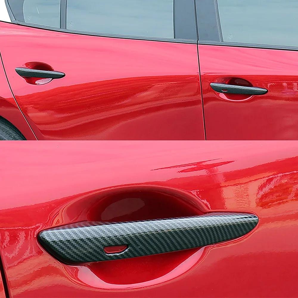 For Mazda CX-30 CX30 CX 30 2020 Carbon Fiber Exterior Door Handle Cover Chromium Styling Moulding Frame Bezel Chrome Car Sticker