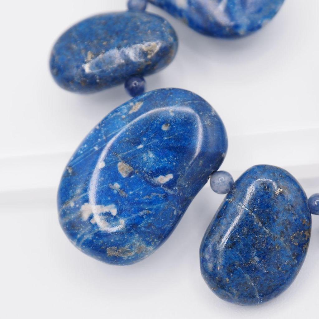 Used X686 Mon Plus Necklace Lapis Lazuli Design Silver Color December Birthstone