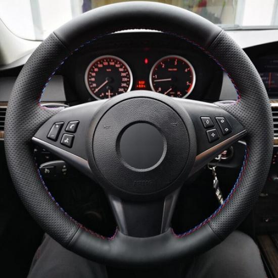 Hand Sewing Steering Wheel Cover For BMW E60 530d 545i 550i E61Touring E63 E64
