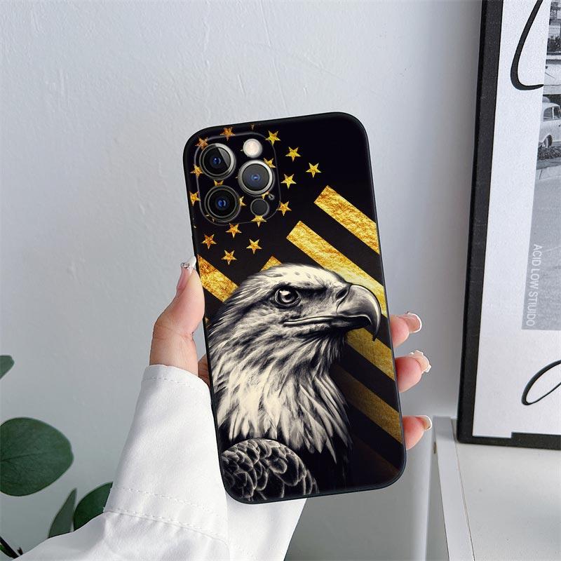 American USA Flag Eagle Phone Case for iPhone 11 15 Pro Max Case Coque 14 Plus 13 Pro 12 11 X XS XR 6 7 8 SE 2020 TPU Soft Cover