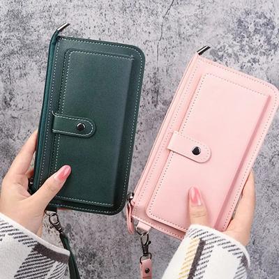 Portafoglio da donna Portafogli multifunzionali in pelle PU con cerniera lunga Portafoglio multi-card con fibbia frizione Portafoglio per studenti con nappa