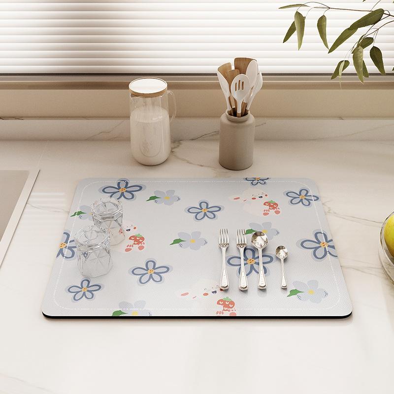 Flower drain mat, kitchen countertop, absorbent quick-drying table mat, bar counter, sink, diatom mud cushion, bowl, drying mat