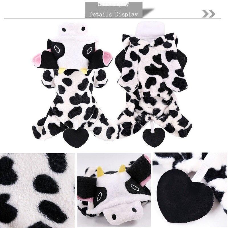 Cow Pet Dog Clothes Thick Warm Hoodie Dog Super Small Clothes Cute Pet Clothes Four-legged Dog Clothes Cat Clothes
