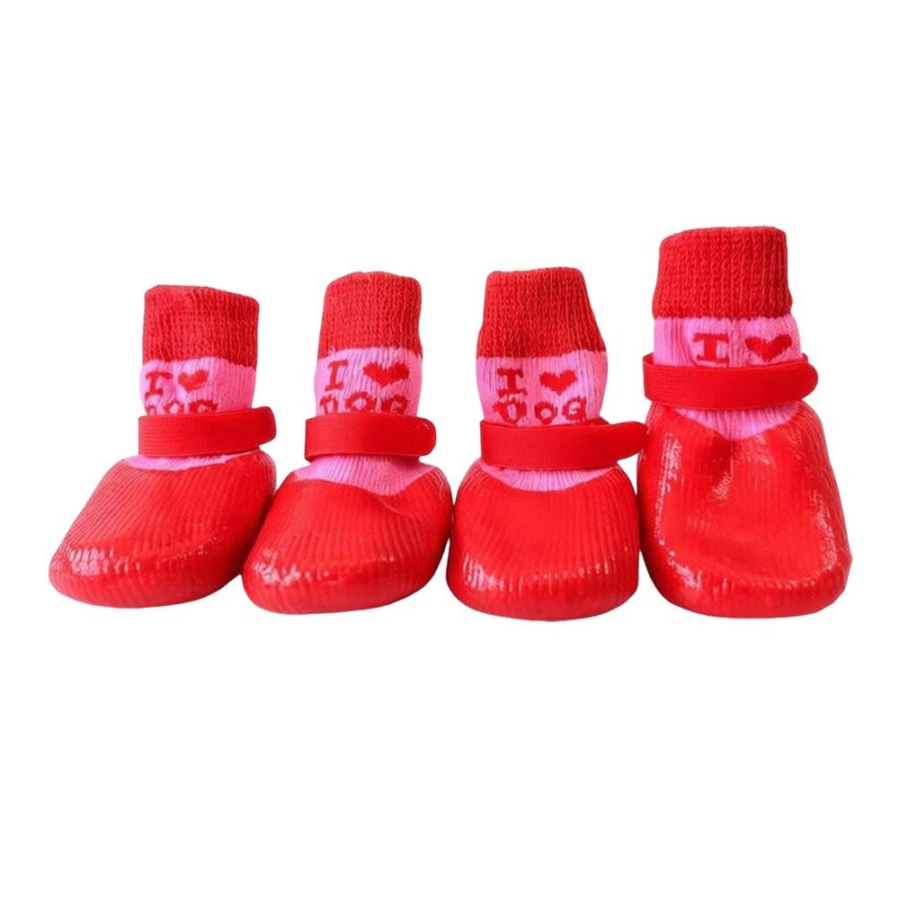

Anti-dirty Dog Shoes Waterproof Pet Paw Protector Portable Pet Boots Pet Supplies M червоний