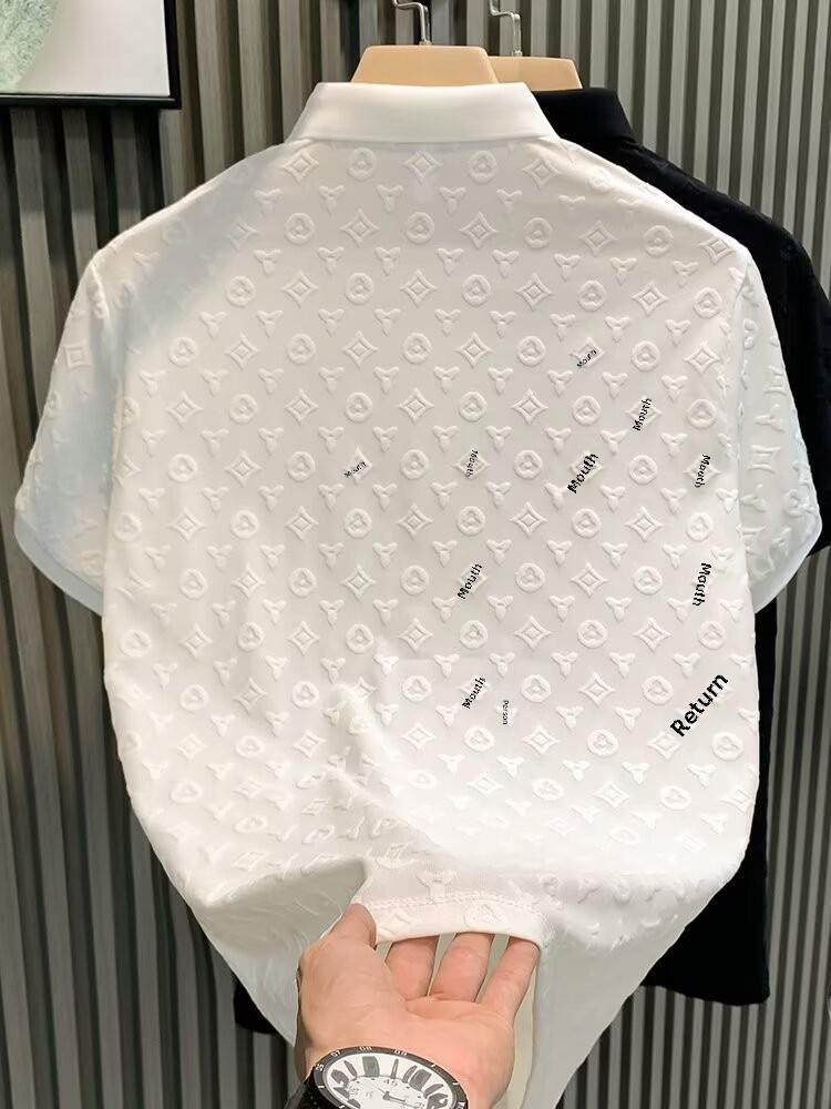 2024 Luxurious Jacquard Summer Polo Shirt - Comfortable, Breathable, Slim Fit, Short Sleeve T-Shirt for Men