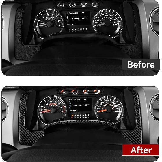 Car Carbon Fiber Dashboard Trument Panel Strip Sticker Cover Interior Trim Decal for Ford F150 2009 2010 2011 2012 2013 2014 Accessories