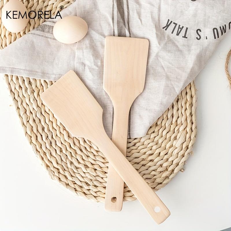 2 Stück Natürliche Holzspatel Antihaft Kochen Für Lebensmittel Braten Mischen Wok-Pfanne Küchenwerkzeug Haushalts Küchenhelfer