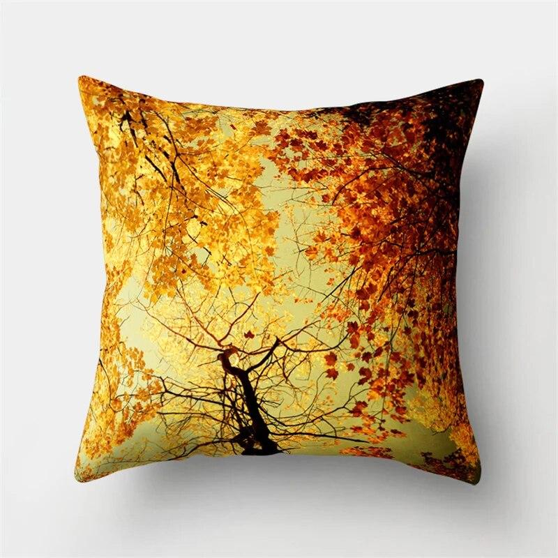 Ginkgo-Baumblatt-Kissenbezug, Schlafzimmer, Wohnzimmer, Wohnkultur, vier Jahreszeiten, Naturlandschaft, Poster