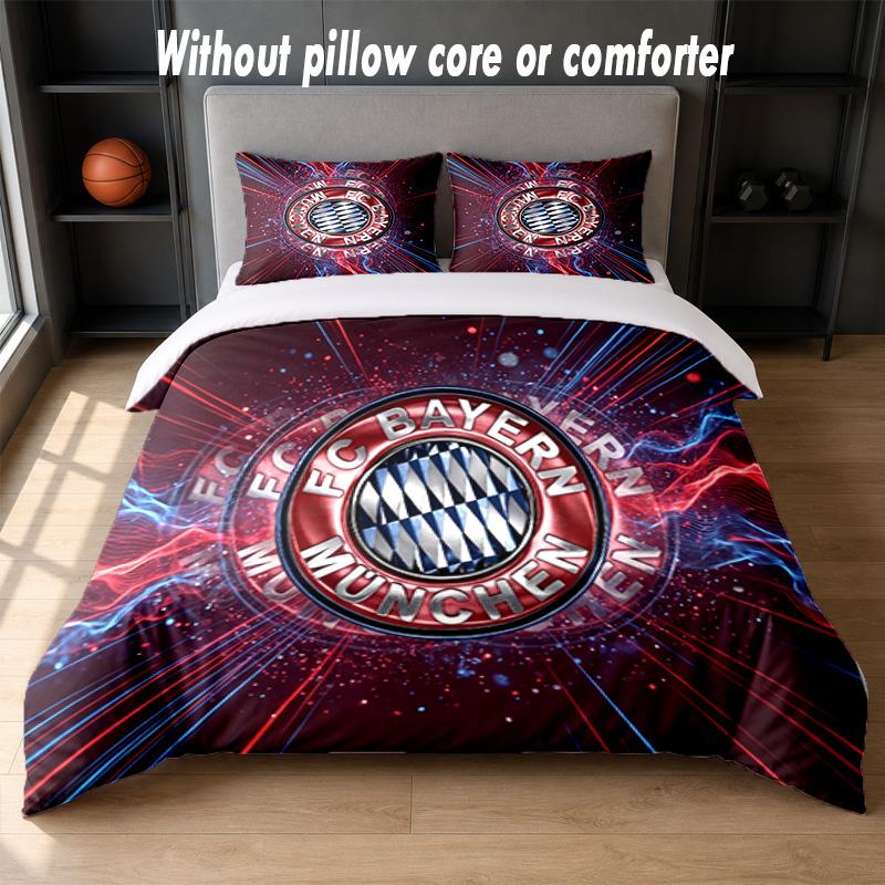 Bayern Munich Design Bed Bedding Set 1 Duvet Cover + 2 Pillowcases Soft Breathable Household Bed Linens
