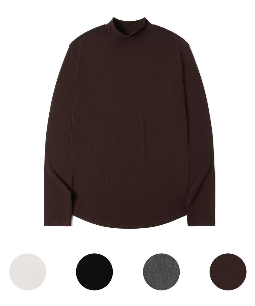 Nodeun Fleece-Lined Body Fit Mock Neck Half Turtleneck Knit - 4 Colors