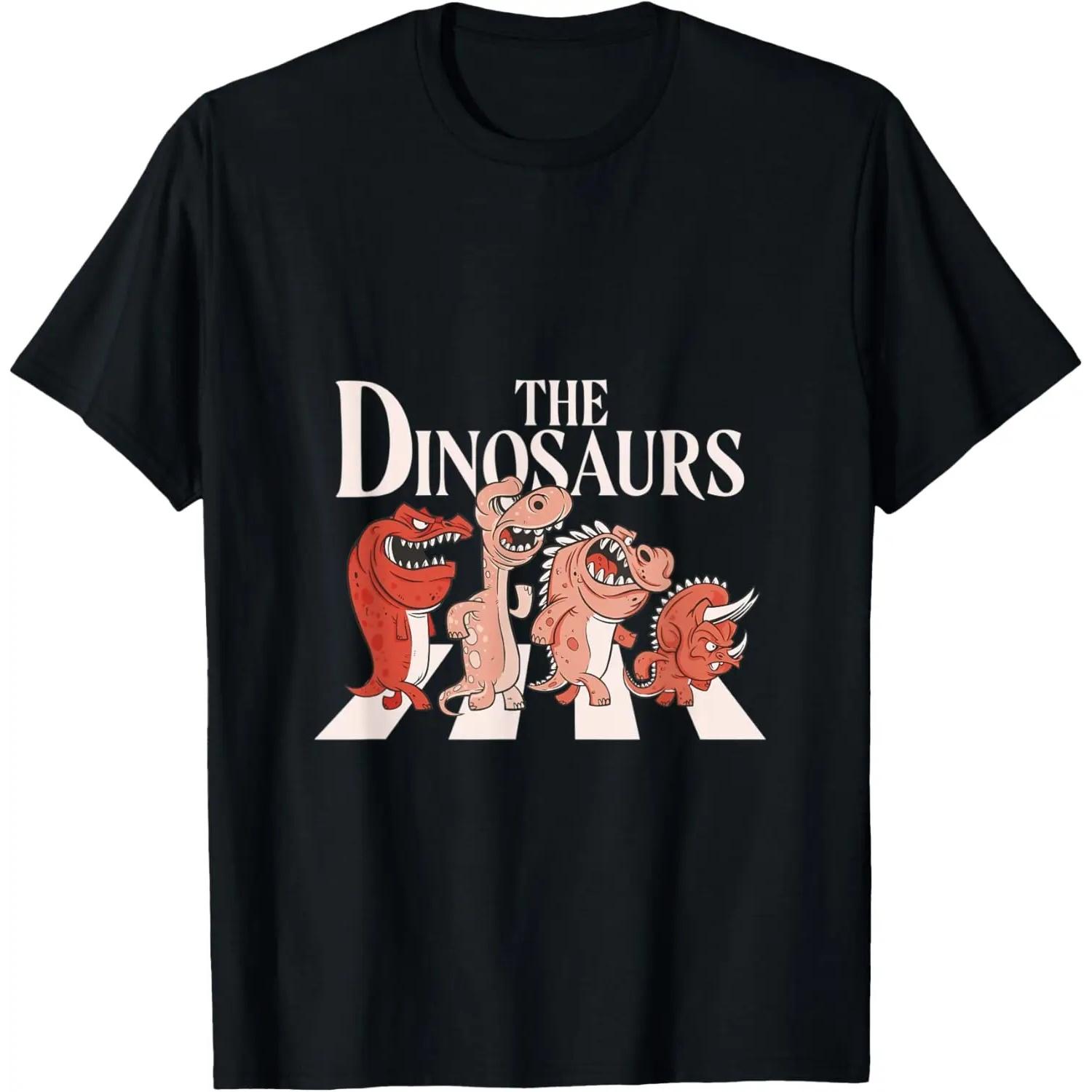4 Dinosaurs Walking Across A Crosswalk Over The Abbey Road T-Shirt S