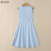 ZANZEA Abito estivo casual senza maniche con scollo rotondo da donna