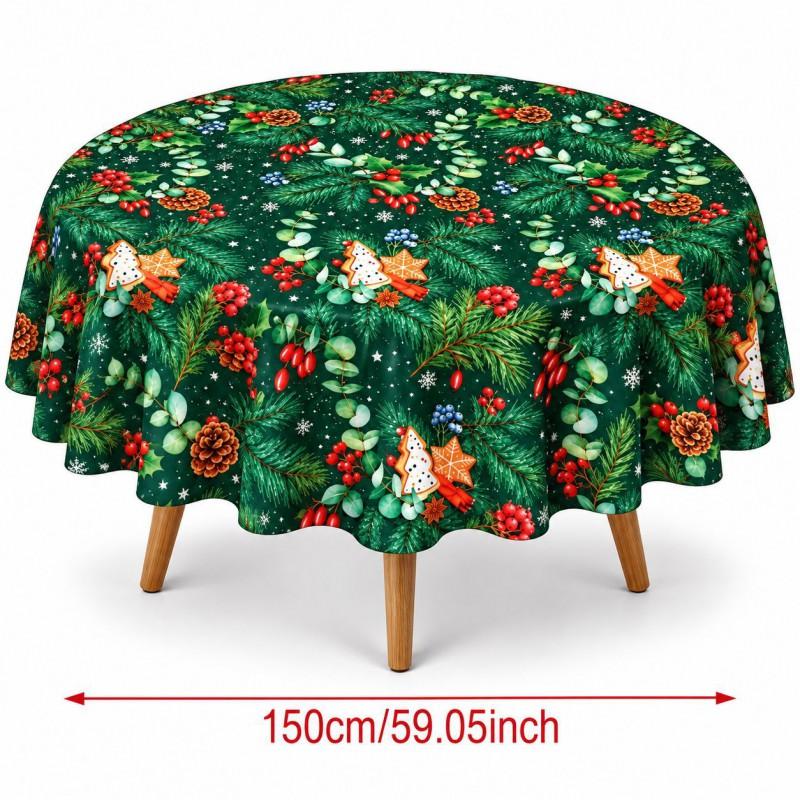 Christmas Tablecloth Festive Snowman Santa Print Dining Table Decor Gift