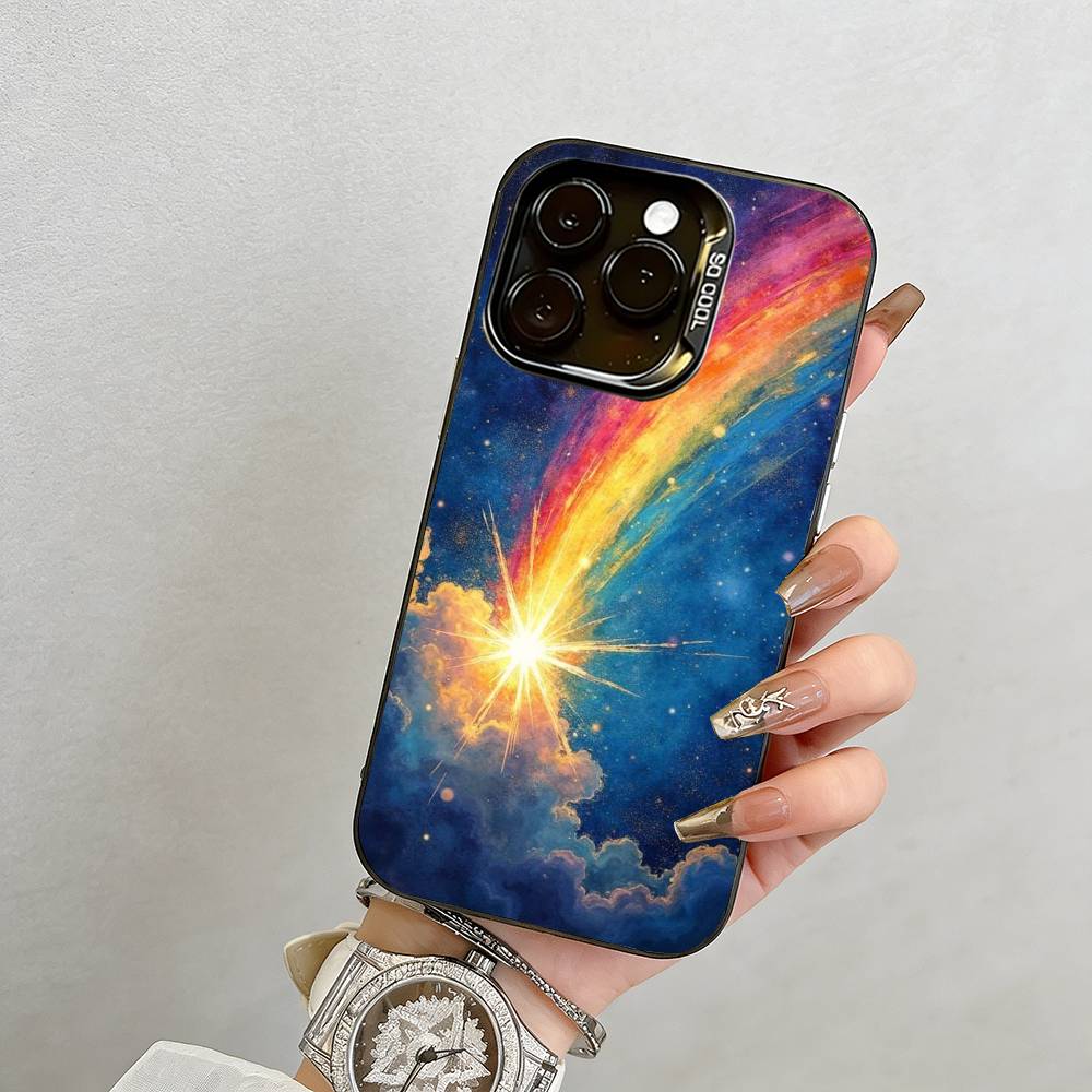 colorful Phone Case For iPhone 17,16,15,14,13,12,11 Plus,Pro Max,XS,Colorful Silver Black Cover