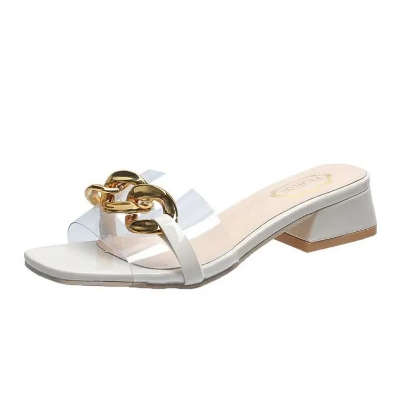 Fashion Slippers for women 2025 new fashion outfit with internet famous thick heels, summer temperament, cool slippers for women