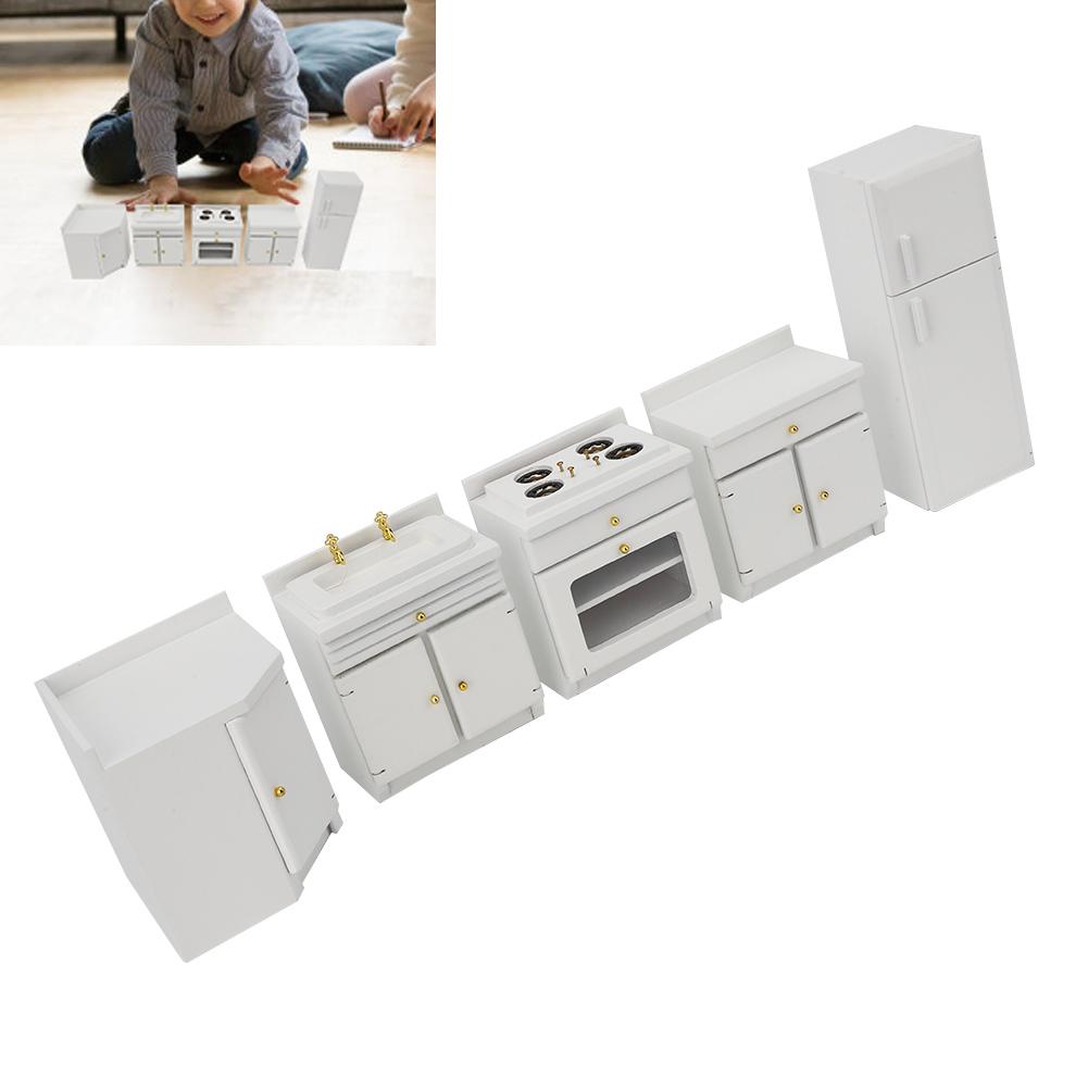 1 : 12 Mini Holz Puppenhaus Integrale Küchenmöbel Miniatur Handwerk Haus Spielzeug WeißMini