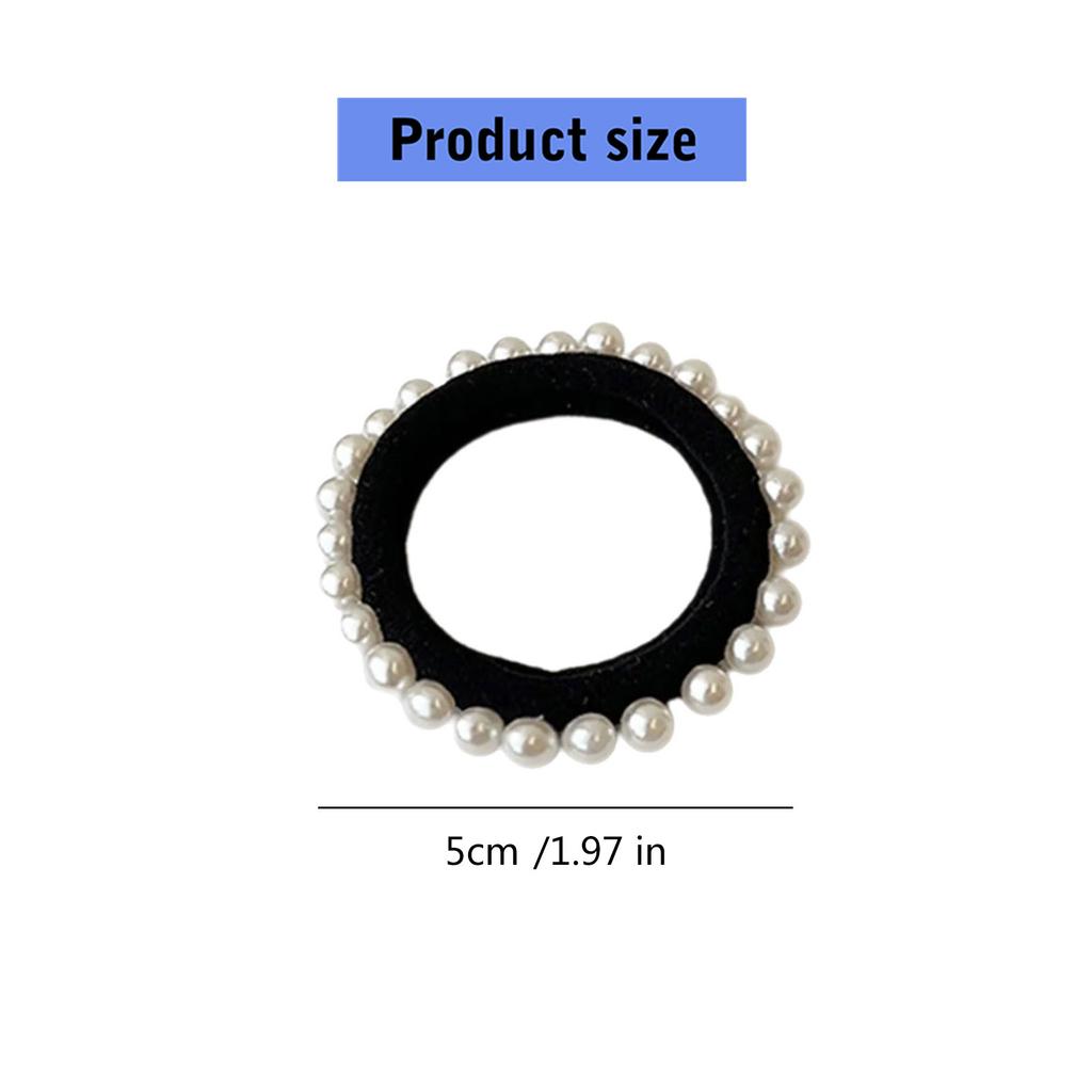 Pack Of 5 Elastic Hair Tie Set With Artificial Pearl Design For Women Girl NonSlip Hairband Hair Rope for Everyday Wear