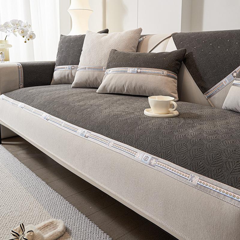 

Подушка для дивана в скандинавском минималистском стиле, синель, универсальный чехол для дивана Four Seasons, устойчивый к пятнам, нескользящий, не царапающий спинку, полотенце 70*70cm