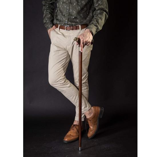 Dark Wolf Head Walking Stick for Men Wood Cane for Gift Hand Carved Hiking Wooden