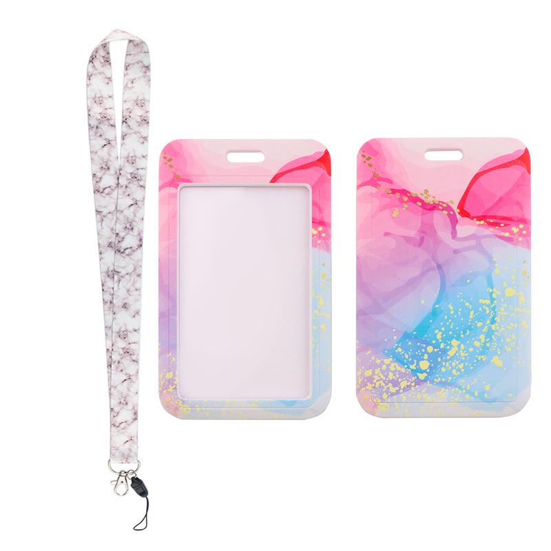 Marble Texture Phone Lanyard & Card Holder for Student/Work ID, Meal & Bus Access.