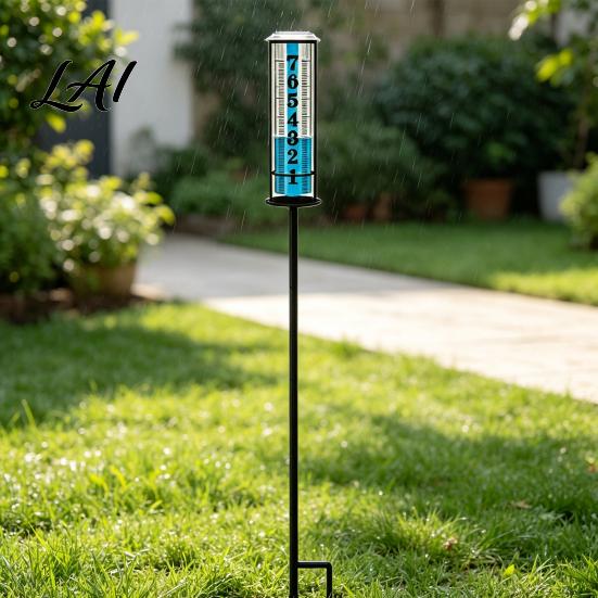 Rust Proof Rainfall Indicator Rain Gauge Outdoor Metal with Stake 7 Inch Tube Weather Resistant Plastic Measuring Gauge Decorative Branch