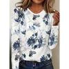 Women's T-Shirt Casual Long Sleeve Stripe Pattern Print Crew Neck Female Oversized Clothing Outdoor Vintage T Shirts