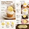 Cake Topper Cards, 10 Gold Round 5 X 5 Cm Happy Birthday Plaques for Cupcakes, Mini Cakes, Desserts and Party Decor
