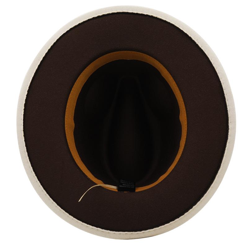 Simple Men's Thickened Woolen Color Matching Minneka Two-color Top Hat Felt Hat Double-sided Flat-brimmed Women's Big-brimmed Top Hat