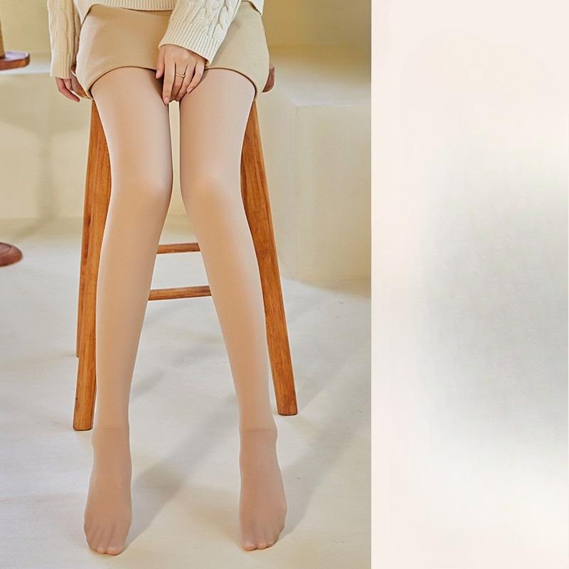 Winter Women's Bare Leg Illusion Fleece Lined Thickened Pantyhose Autumn Winter Skin-Enhancing Bare-Feel Outer Wear Leggings