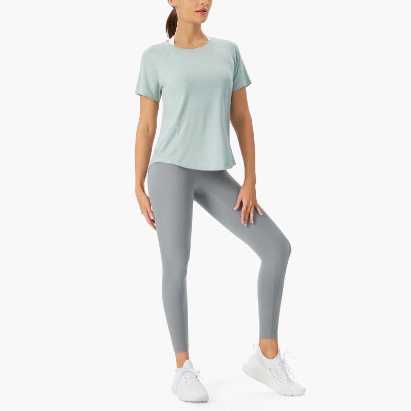 Dam Lös Passform Yoga Topp – Andningsbar Meshrygg, Snabbtorkande Löpar T-shirt, Kortärmad Träningsblus