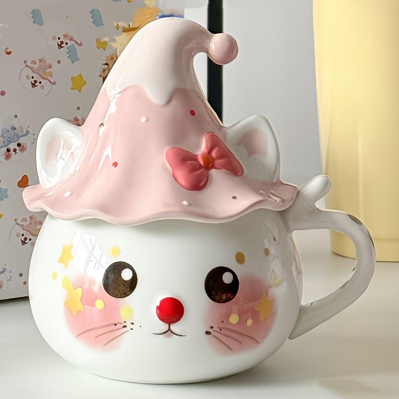1pc Cute Cat Ceramic Mug with Lid, Handmade Multipurpose Coffee Cup, Insulated, Reusable Milk Cup, with Hand Wash Only, Ideal Gift for Christmas