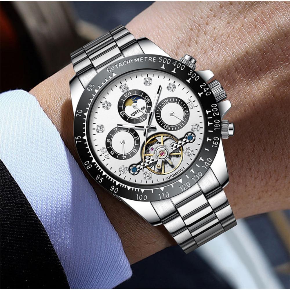 KINYUED  2026 New Men's Automatic Mechanical Watch Stainless Steel Waterproof Watch