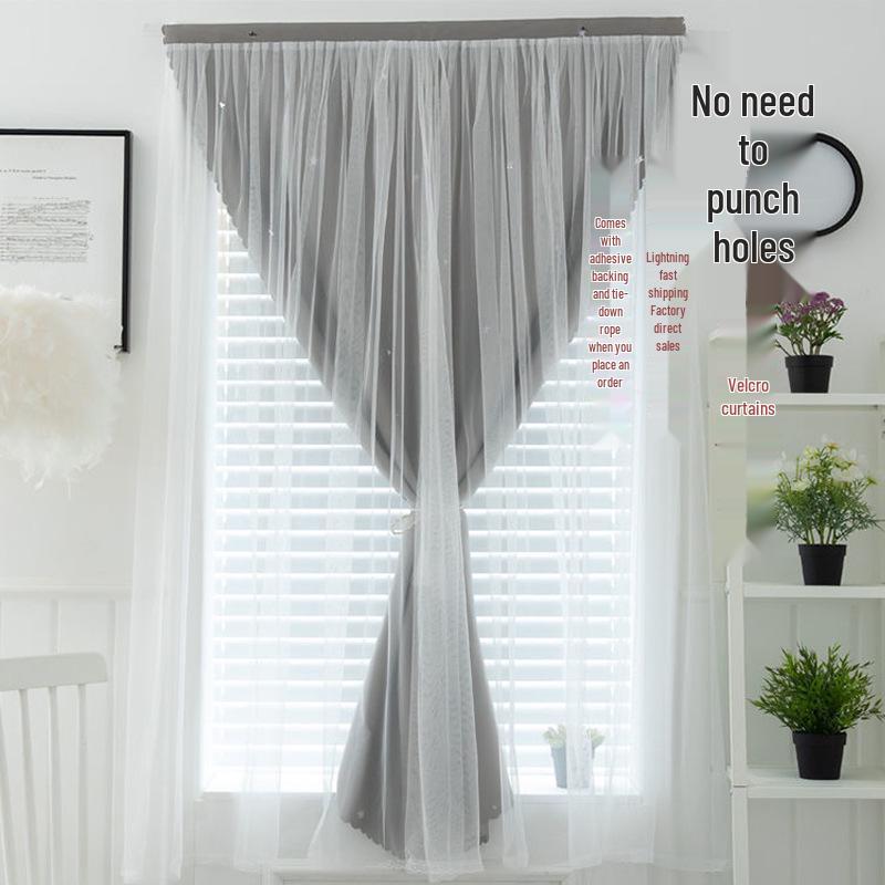 Punch-Free Self-Adhesive Velcro Blackout Curtain for Home, Dorm, Bedroom, Bay Window