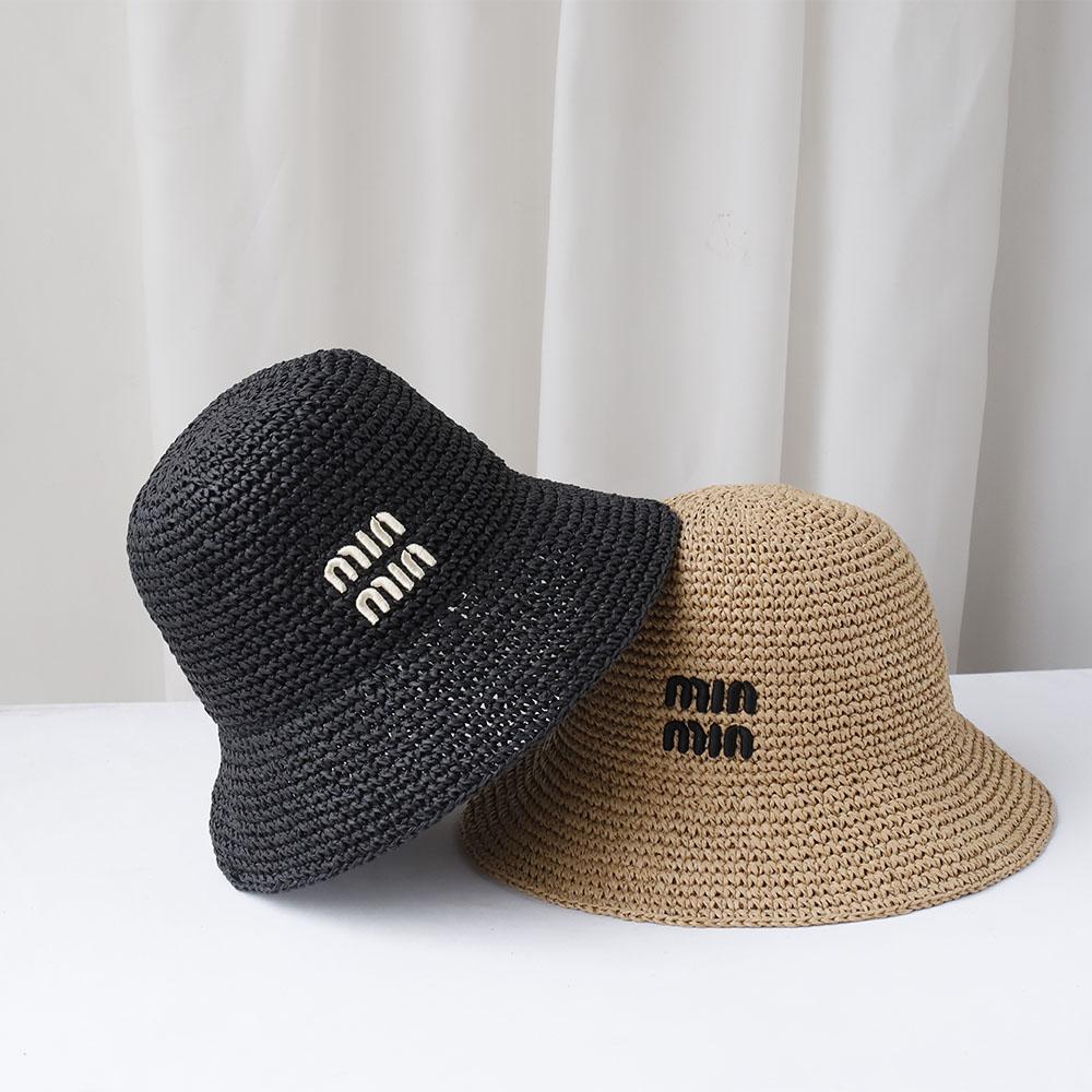 Handmade Letter Embroidery Sun Hat Wide Brim Floppy Summer Straw Panama Dome Bucket Hat for Women Beach
