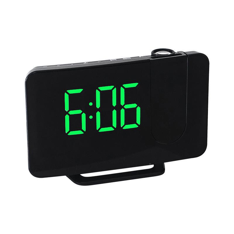 0716 Dual Alarm Clock with Large LED Display, Curved Surface, and Radio Projection