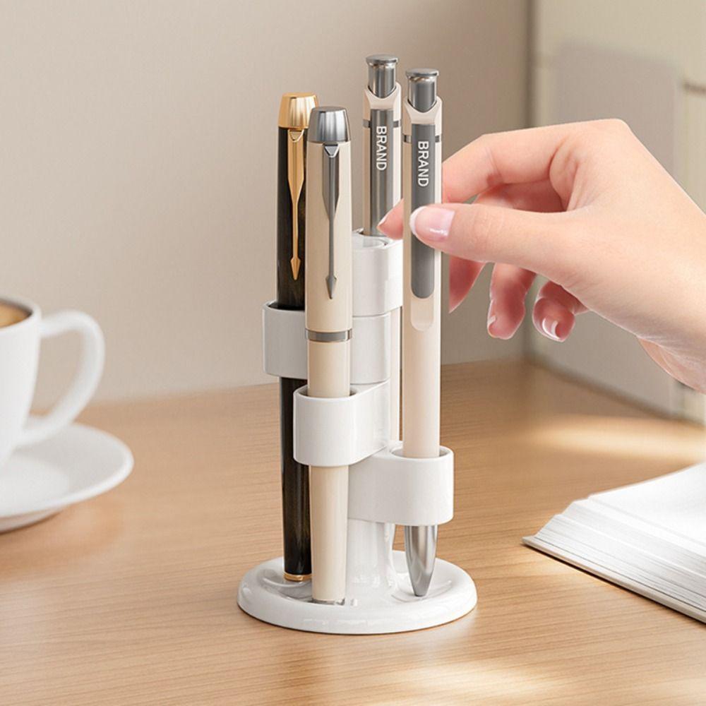 Simple ABS Pen Holder 4-slot Rotating Household Desktop Pen Rack Toothbrush Holder School Office Home