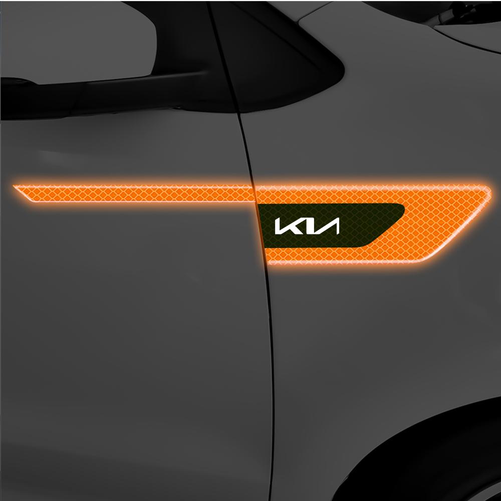 cqmvag1 2PC Car Side Body Fender Safety Warning Protection Sticker Reflective Strip Hubcap For KIA Rio Ceed Sportage Cerato Soul Sorento
